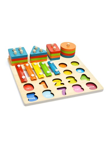 Juego De Mesa 4 En 1 Encastre Pesca Xilofono Apilado Niños