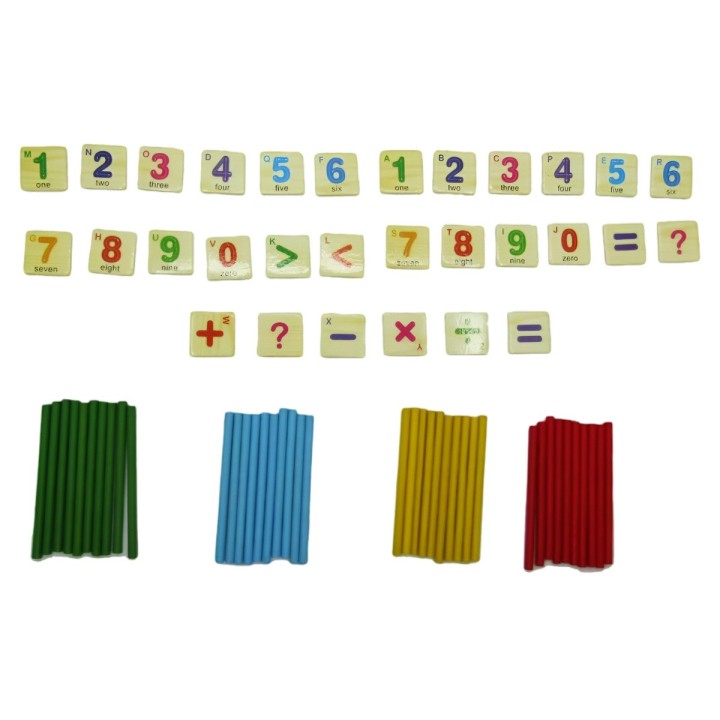 Juego Mesa Madera Didactico Operaciones Matematicas Palitos