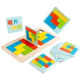 Juego De Mesa Madera Patrones Colores Figuras Logica