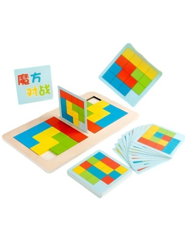 Juego De Mesa Madera Patrones Colores Figuras Logica