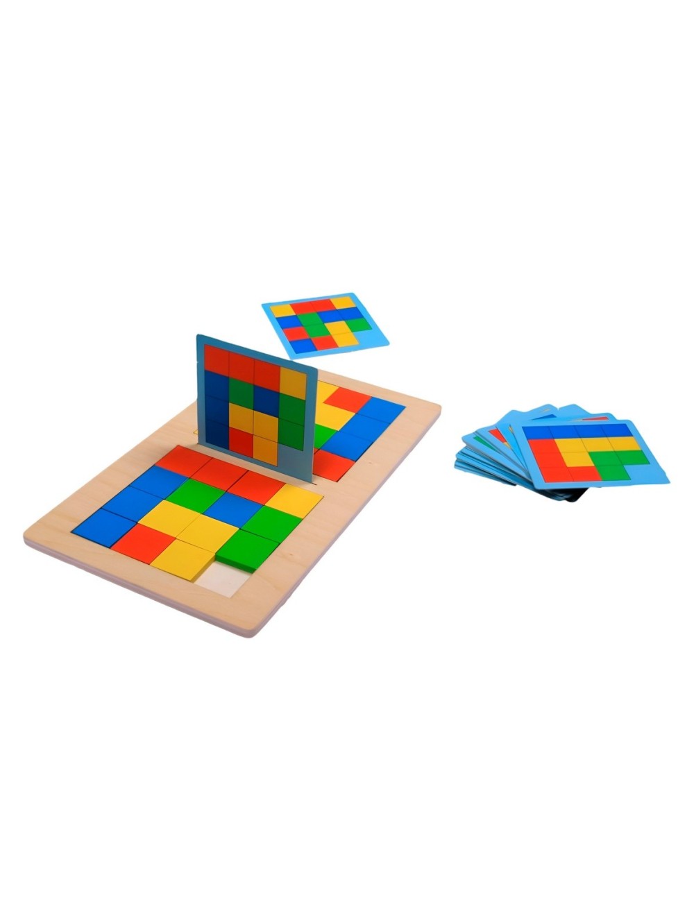 Juego De Mesa Madera Patrones Colores Figuras Logica