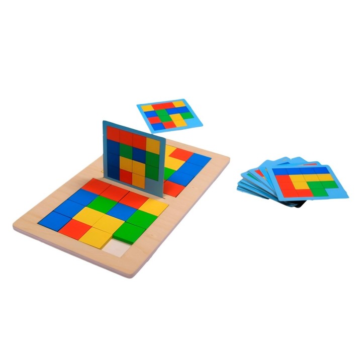 Juego De Mesa Madera Patrones Colores Figuras Logica