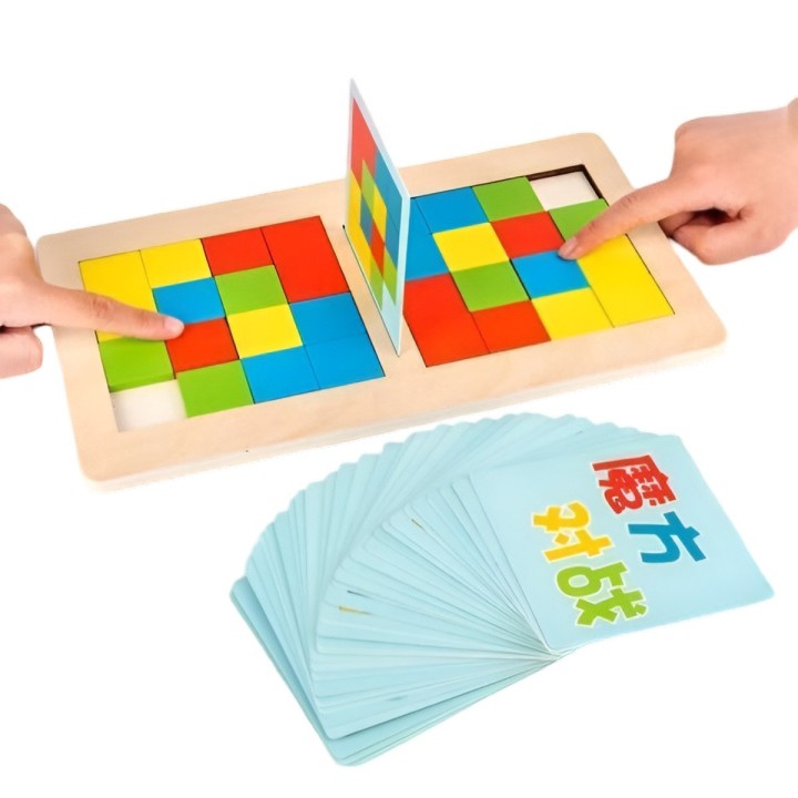 Juego De Mesa Madera Patrones Colores Figuras Logica