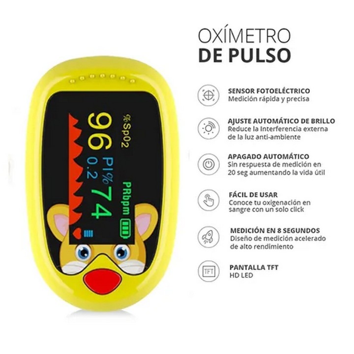 Oxímetro De Pulso Ritmo Cardiaco Para Bebes Niños Recargable