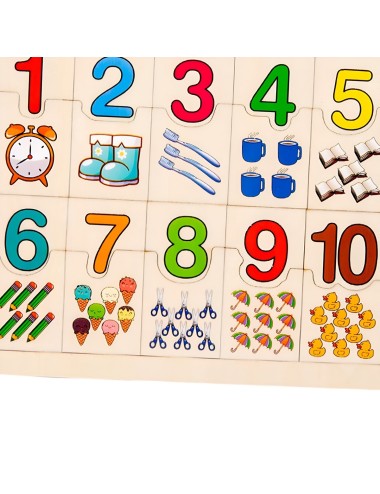 Rompecabezas Madera Didactico Aprendizaje Matematica Conteo