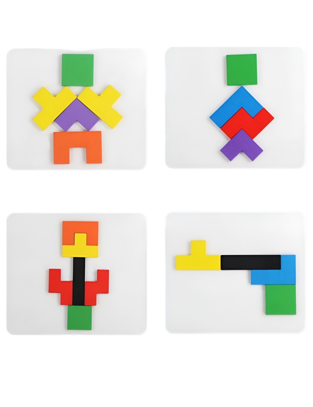 Juego De Mesa Madera 3 En 1 Tangram Triqui Geometrico