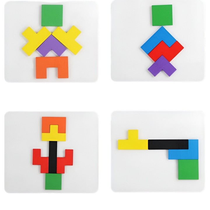 Juego De Mesa Madera 3 En 1 Tangram Triqui Geometrico