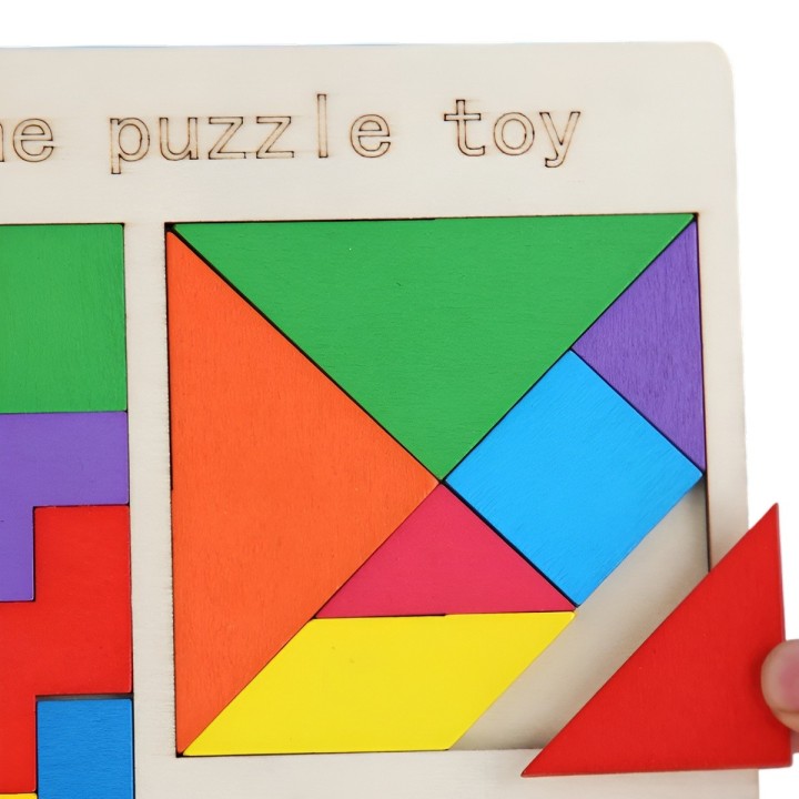 Juego De Mesa Madera 3 En 1 Tangram Triqui Geometrico