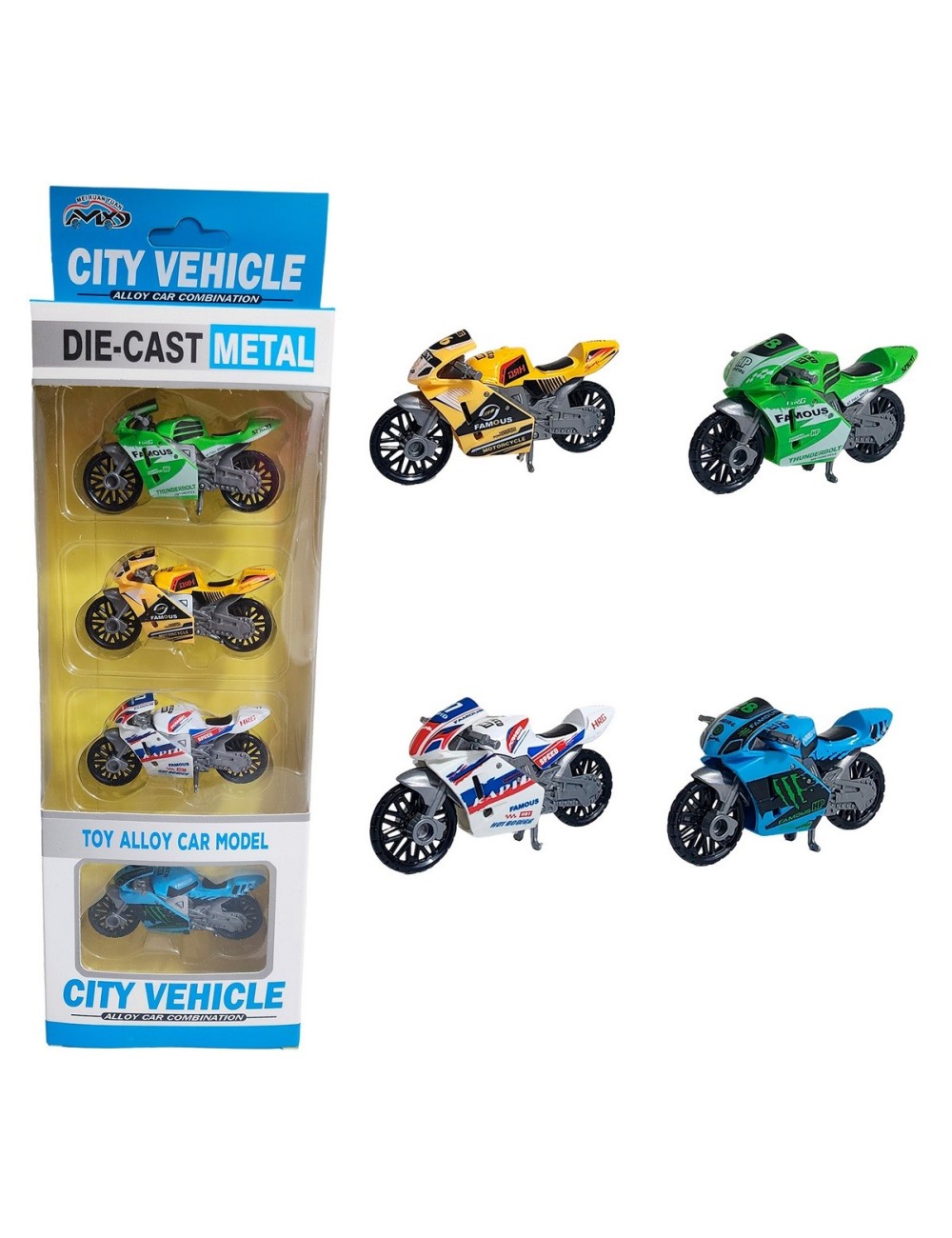 Moto Gp De Carrera De Metal Coleccionable X 4 Unidades