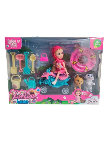 Muñeca Con Cuatrimoto Interactiva Mascotas + Accesorios