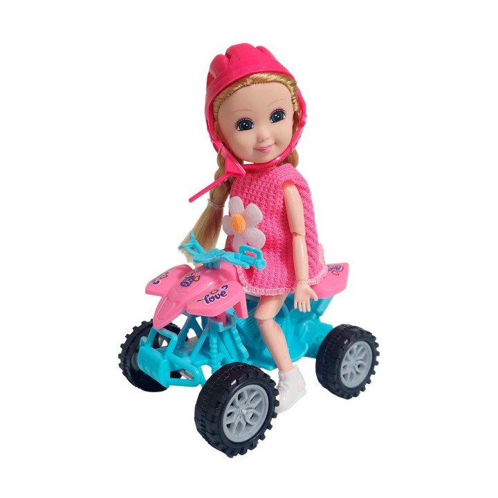 Muñeca Con Cuatrimoto Interactiva Mascotas + Accesorios