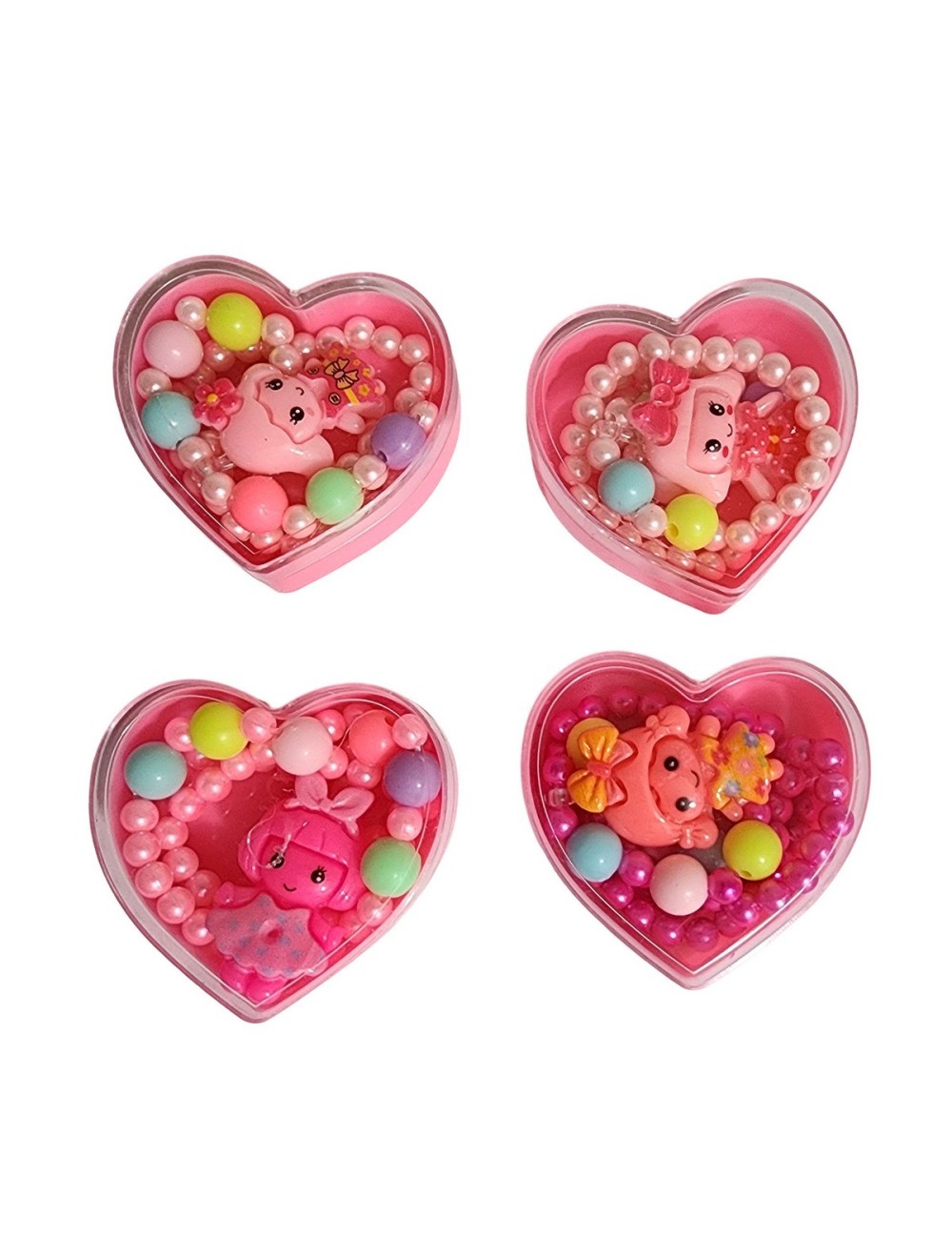 Set De Collares De Juguete Para Niñas + Estuche Corazon X 4u