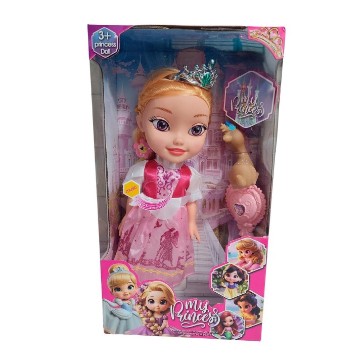 Muñeca Princesa Con Corona Y Sonido Juguete + Acccesorios