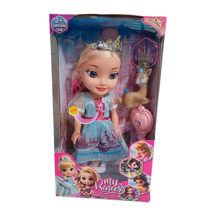 Muñeca Princesa Con Corona Y Sonido Juguete + Acccesorios