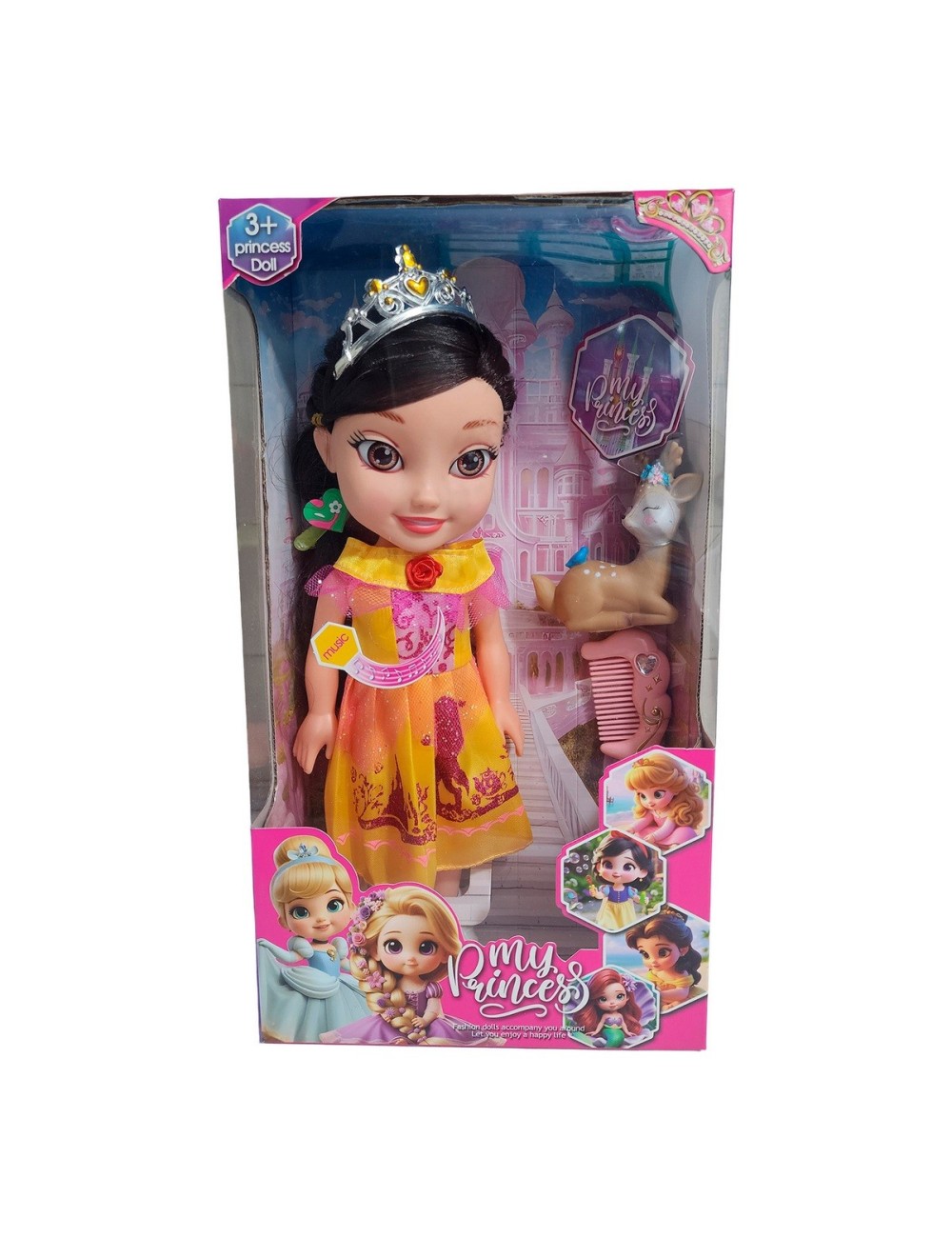 Muñeca Princesa Con Corona Y Sonido Juguete + Acccesorios