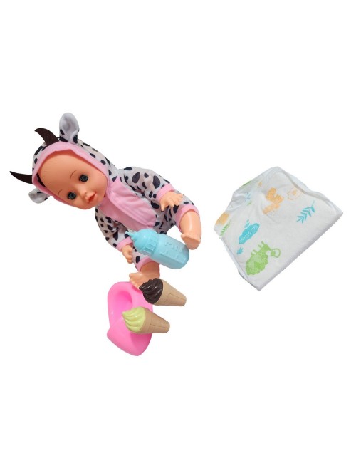 Muñeco Bebe Pijama Con Pañal Bacinilla + Accesorios