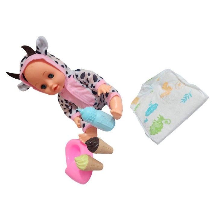 Muñeco Bebe Pijama Con Pañal Bacinilla + Accesorios
