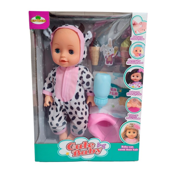 Muñeco Bebe Pijama Con Pañal Bacinilla + Accesorios