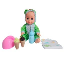 Muñeco Bebe Pijama Con Pañal Bacinilla + Accesorios