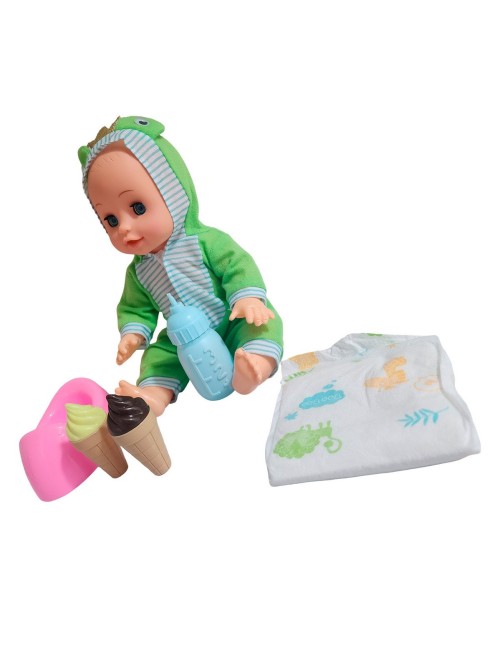 Muñeco Bebe Pijama Con Pañal Bacinilla + Accesorios