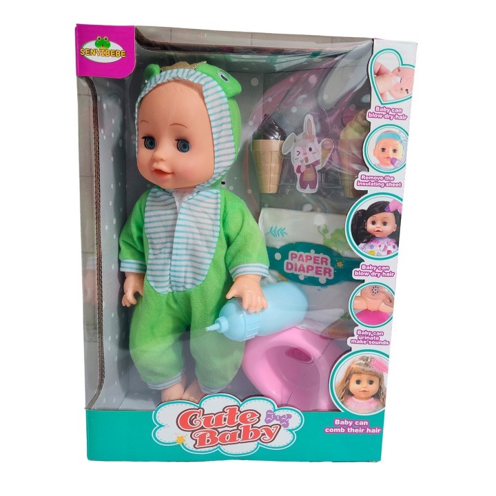 Muñeco Bebe Pijama Con Pañal Bacinilla + Accesorios