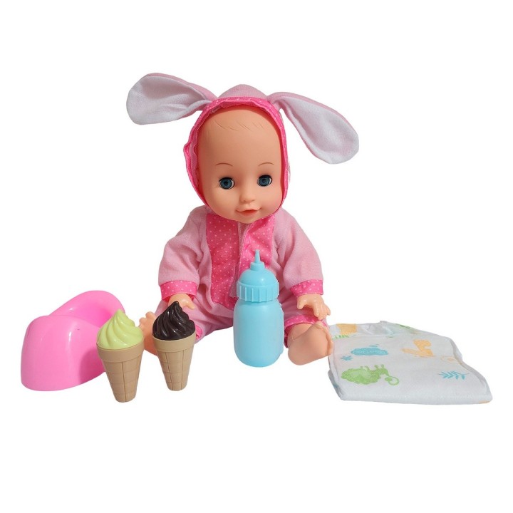 Muñeco Bebe Pijama Con Pañal Bacinilla + Accesorios