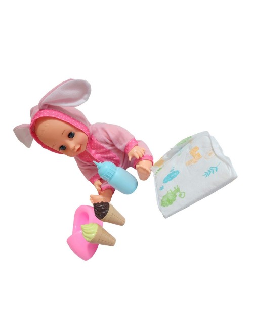 Muñeco Bebe Pijama Con Pañal Bacinilla + Accesorios
