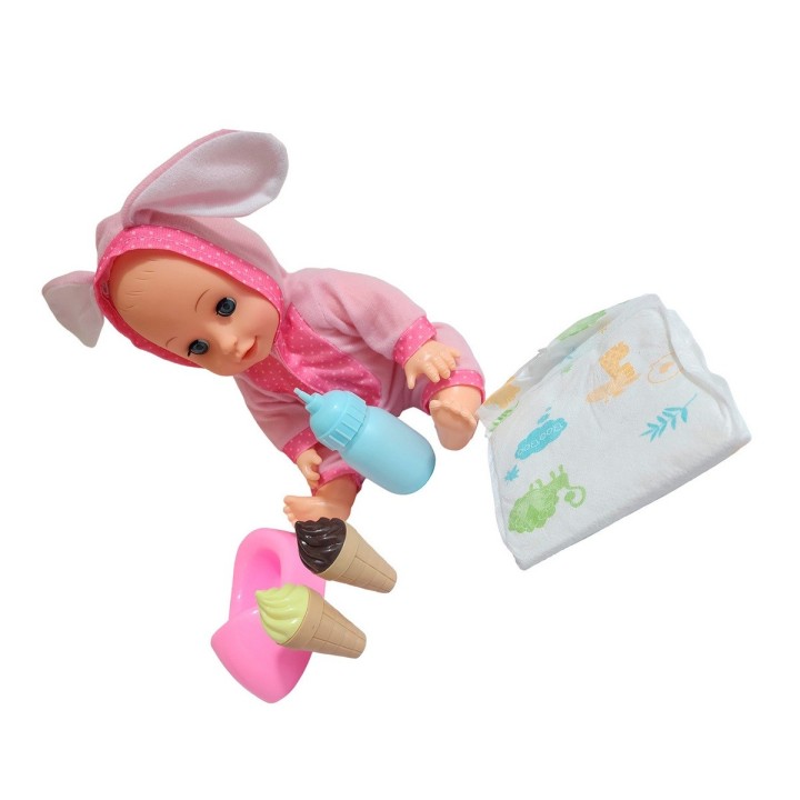 Muñeco Bebe Pijama Con Pañal Bacinilla + Accesorios