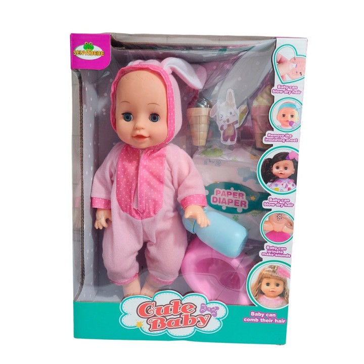 Muñeco Bebe Pijama Con Pañal Bacinilla + Accesorios