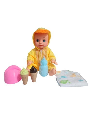 Muñeco Bebe Pijama Con Pañal Bacinilla + Accesorios
