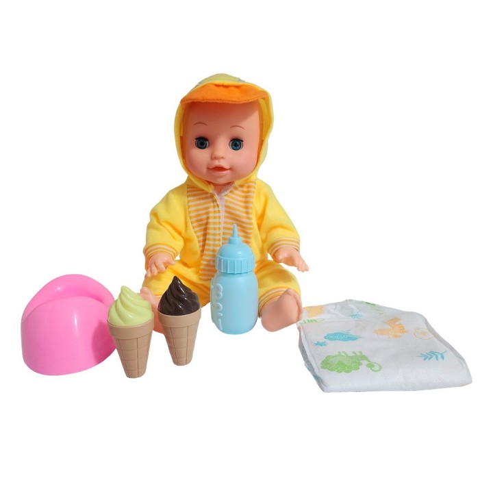 Muñeco Bebe Pijama Con Pañal Bacinilla + Accesorios