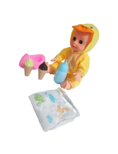 Muñeco Bebe Pijama Con Pañal Bacinilla + Accesorios