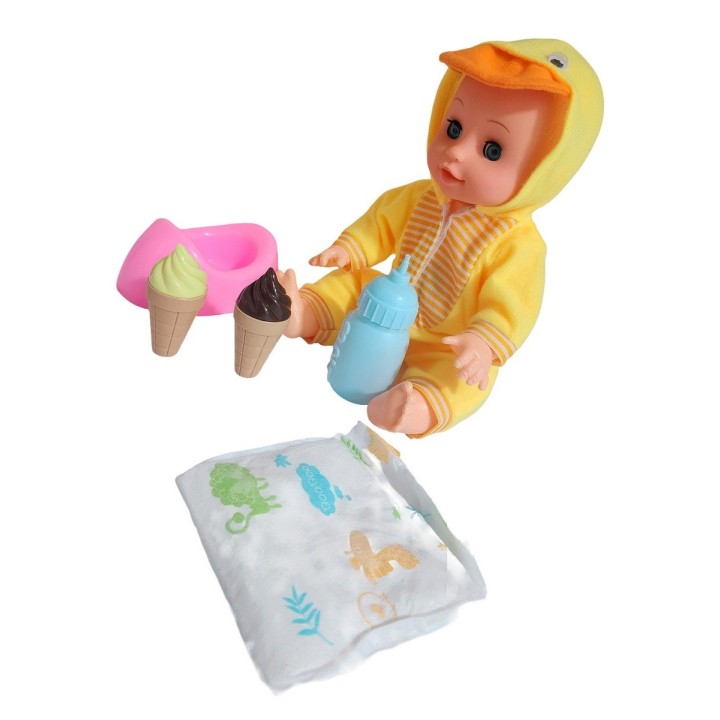 Muñeco Bebe Pijama Con Pañal Bacinilla + Accesorios