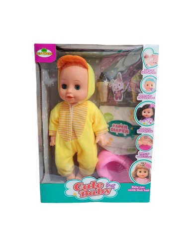Muñeco Bebe Pijama Con Pañal Bacinilla + Accesorios