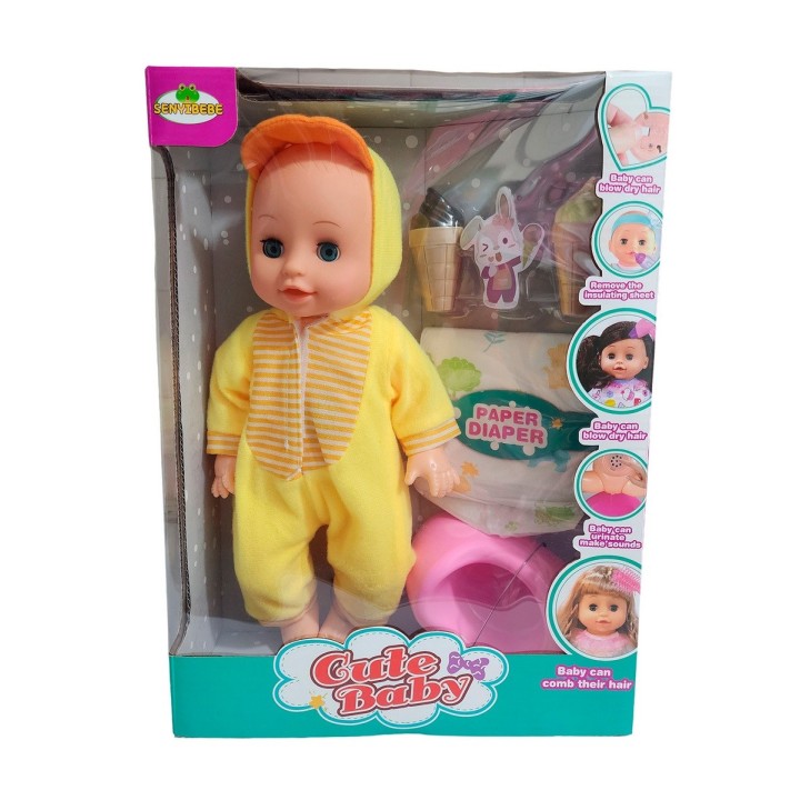 Muñeco Bebe Pijama Con Pañal Bacinilla + Accesorios