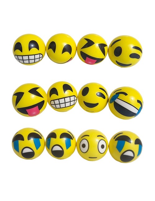 Pelota Bola Antiestrés Multicolor Emoji Smile X 12 Unidades