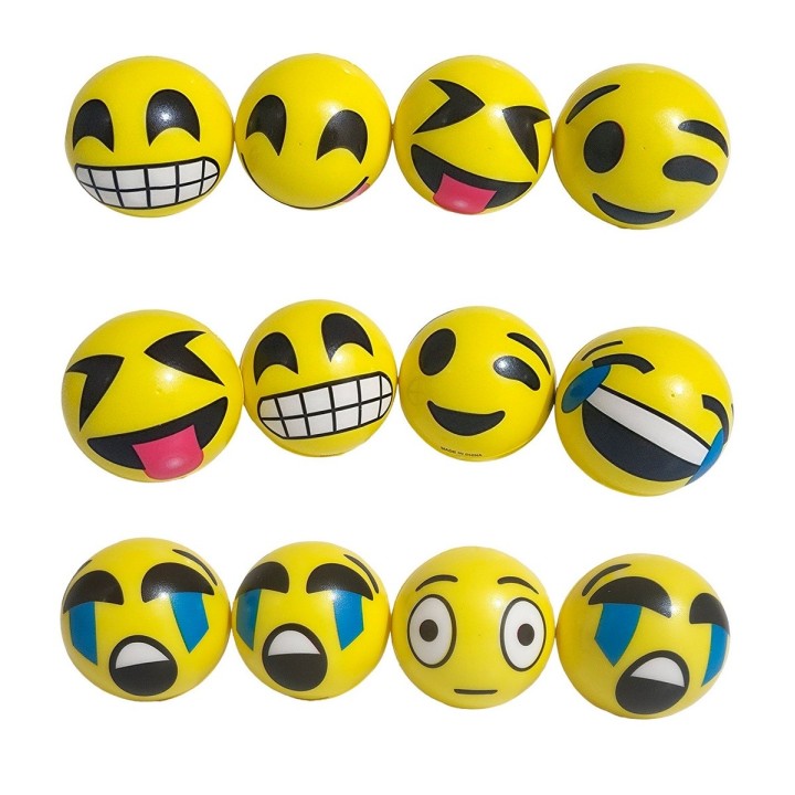 Pelota Bola Antiestrés Multicolor Emoji Smile X 12 Unidades