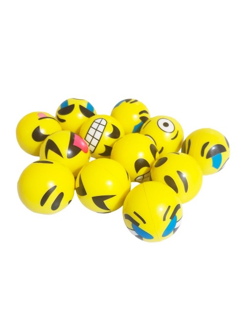 Pelota Bola Antiestrés Multicolor Emoji Smile X 12 Unidades