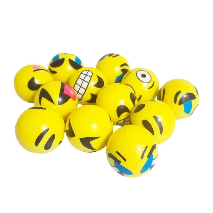 Pelota Bola Antiestrés Multicolor Emoji Smile X 12 Unidades
