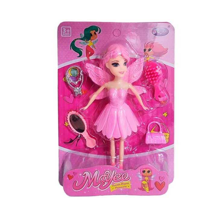 Muñeca Hada Con Vestido Juguete Niña + Accesorios Belleza
