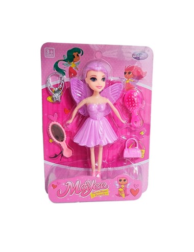 Muñeca Hada Con Vestido Juguete Niña + Accesorios Belleza