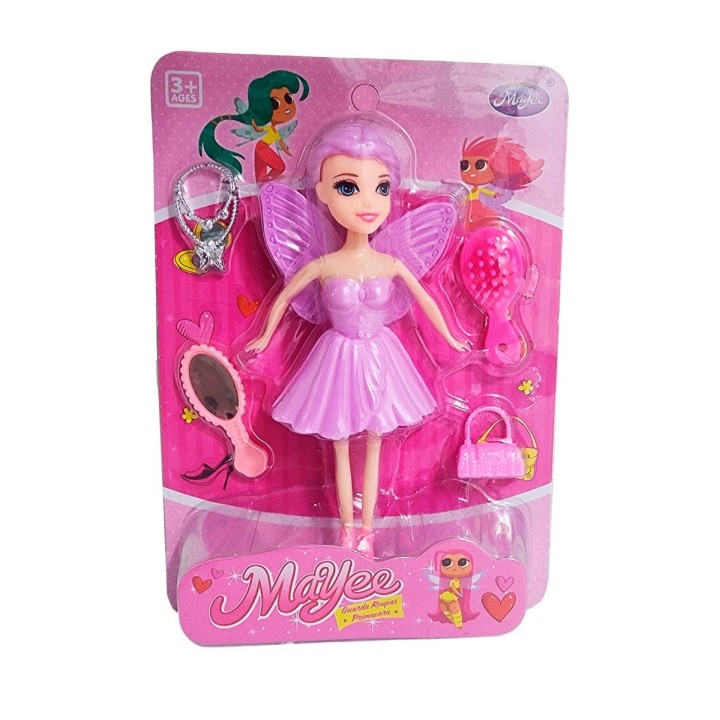 Muñeca Hada Con Vestido Juguete Niña + Accesorios Belleza