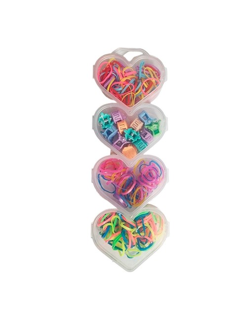 Set Kit Para Hacer Pulseras Niña Style + Estuche Corazones