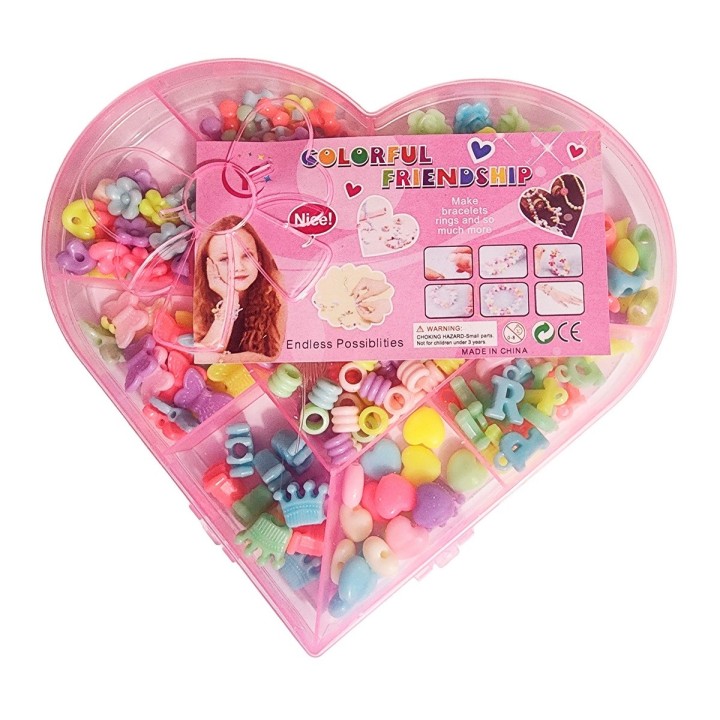 Set Kit Para Hacer Pulseras Pedreria + Estuche Corazon