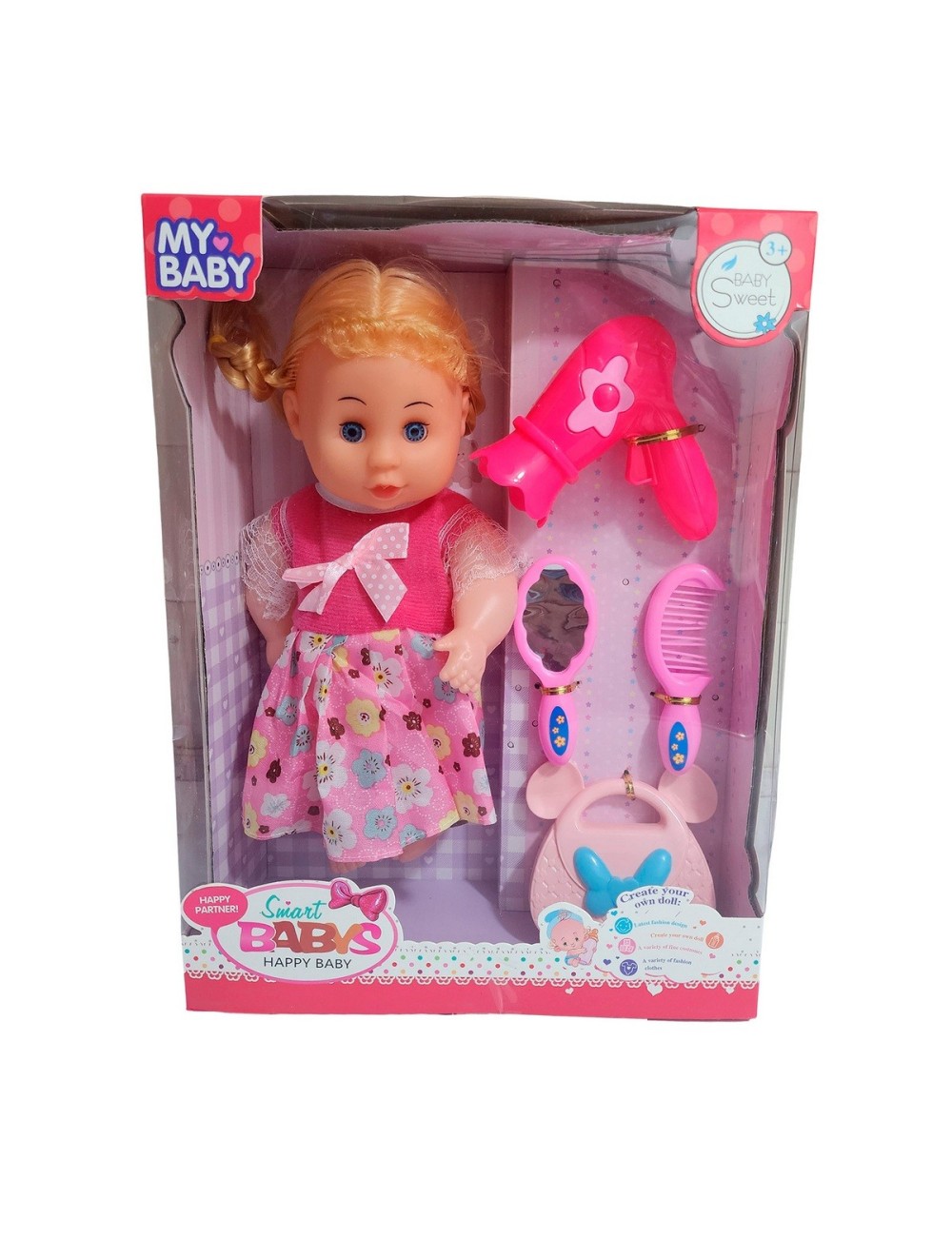 Muñeca Bebe Con Vestido + Accesorios De Belleza Juguete Niña