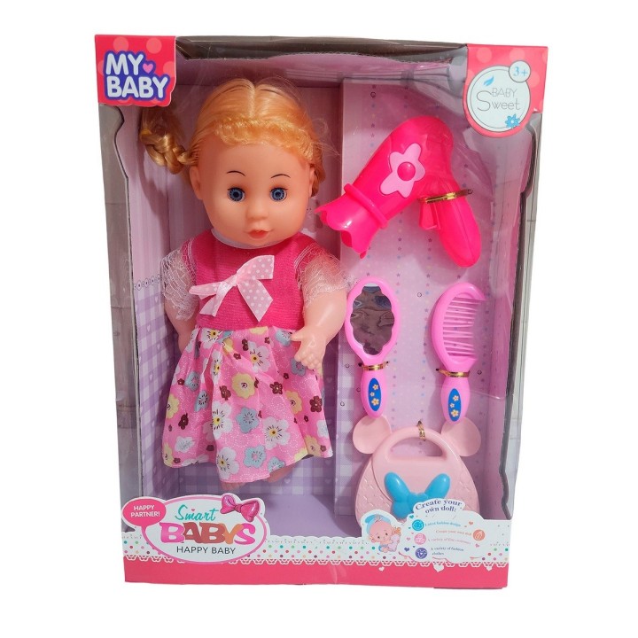 Muñeca Bebe Con Vestido + Accesorios De Belleza Juguete Niña