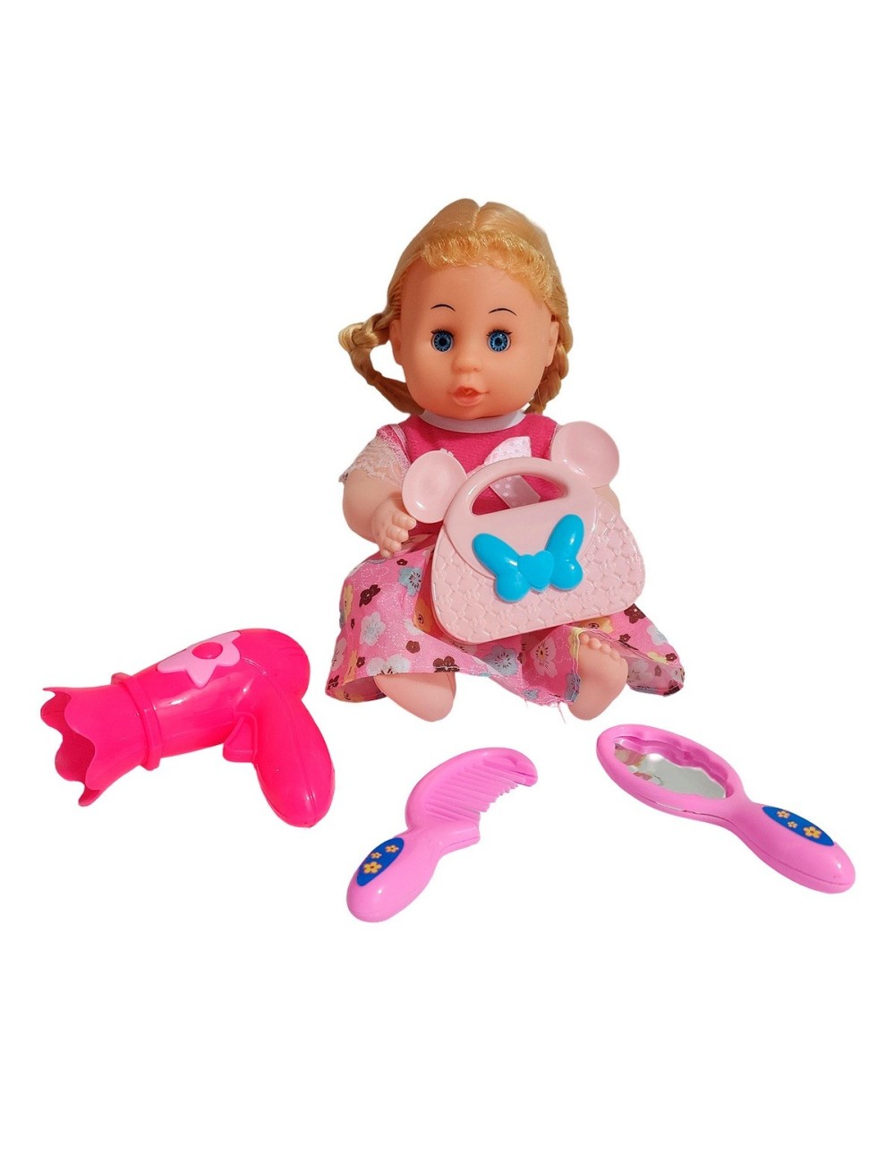 Muñeca Bebe Con Vestido + Accesorios De Belleza Juguete Niña