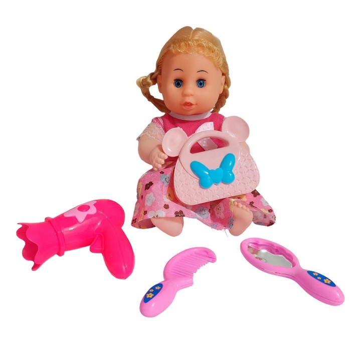 Muñeca Bebe Con Vestido + Accesorios De Belleza Juguete Niña