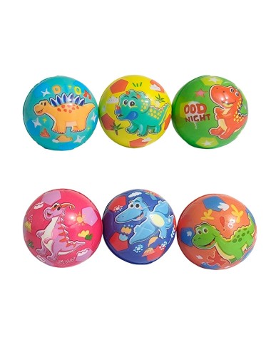 Pelota Bola Antiestrés Multicolor Dinosaurio X 6 Unidades