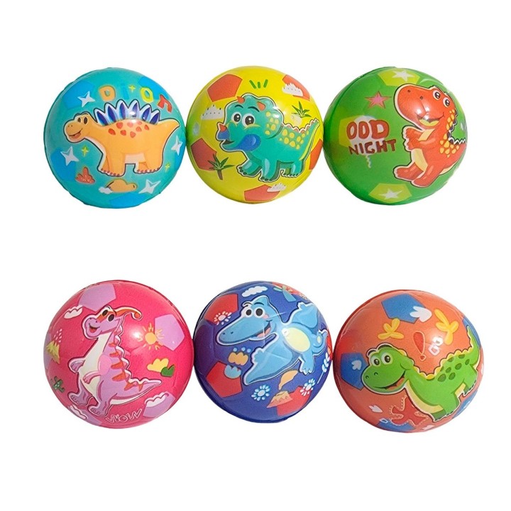 Pelota Bola Antiestrés Multicolor Dinosaurio X 6 Unidades